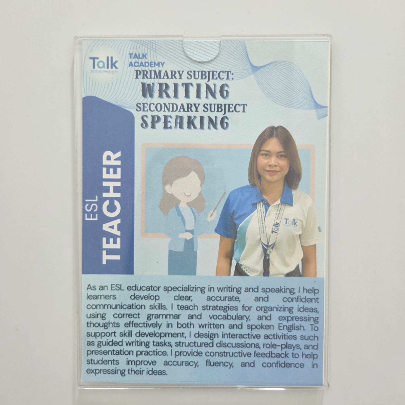 ESL 강사 프로필 카드 — 강사 정보를 공개하는 방식