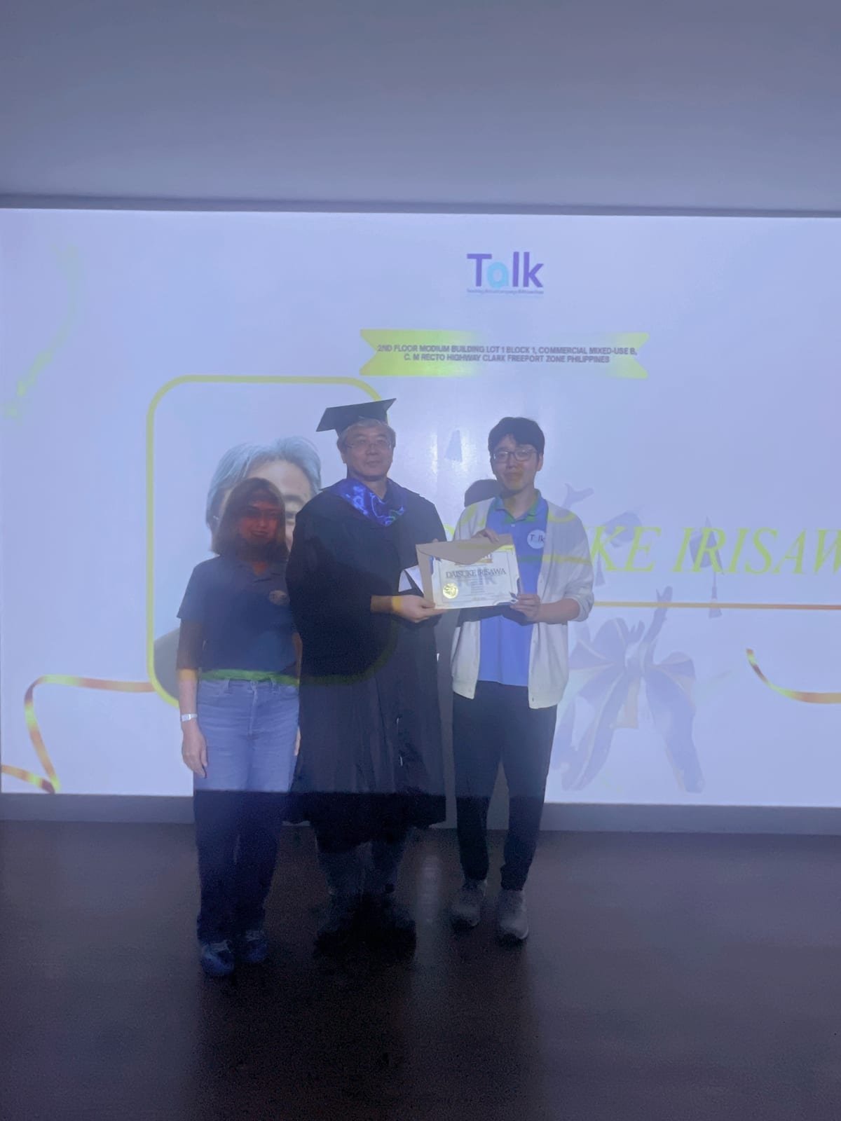Receiving a certificate on the graduation stage