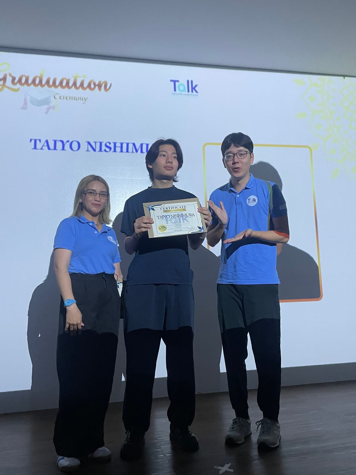 TAIYO NISHIMURA on the graduation screen